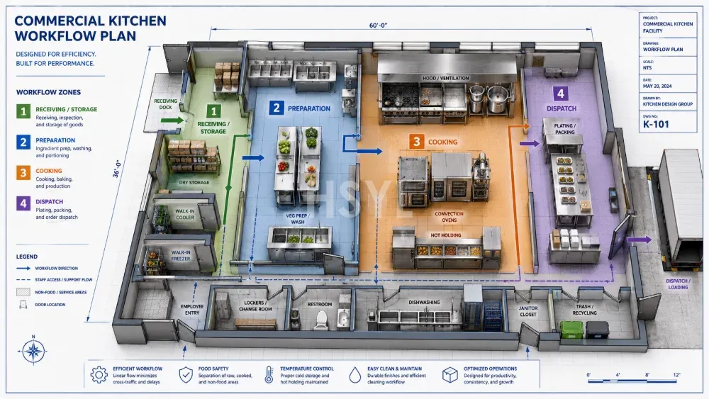 Commercial Kitchen Workflow Design: Prevent Cross-Traffic image 1