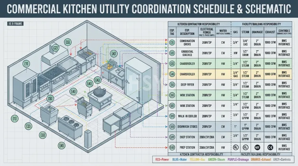  Commercial Kitchen Equipment Utility Schedule: Coordinate Every Connection image 1