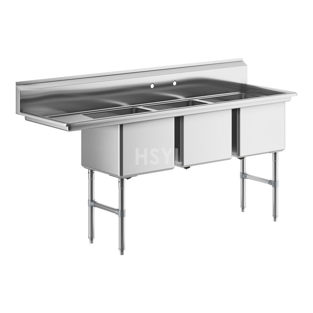 3 Compartment Sink with Drainboard