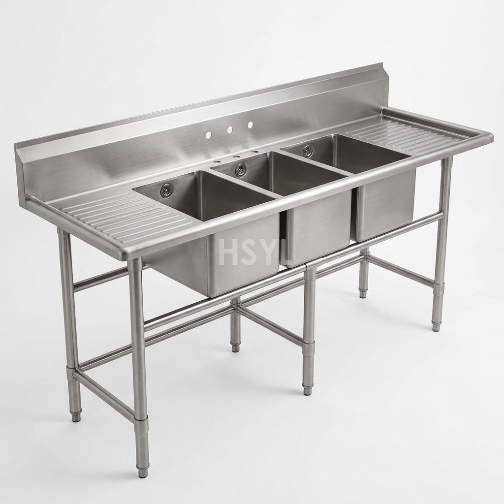 3 Compartment Sink with Drainboard