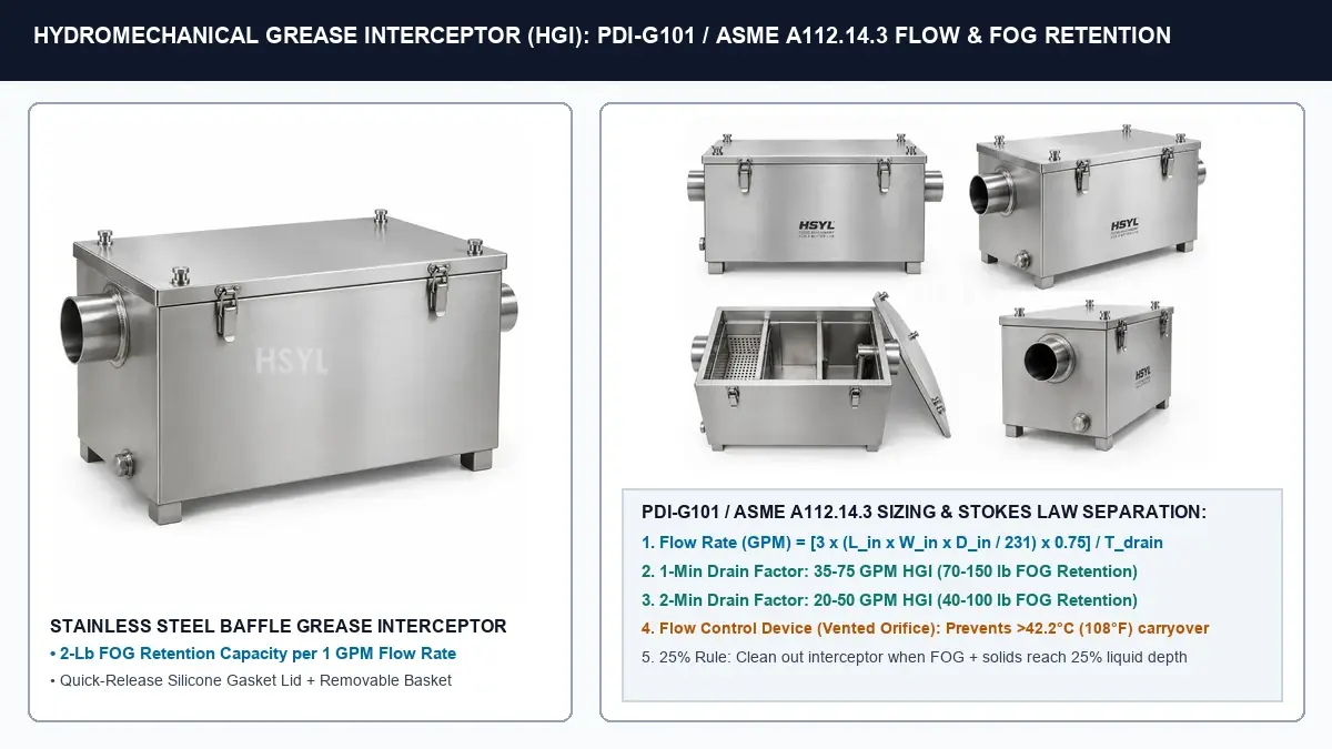 3-Compartment Commercial Sink Sizing & Grease Trap Flow Rate Guide: Bowl Dimensions, GPM Surge & PDI-G101 Math image 2