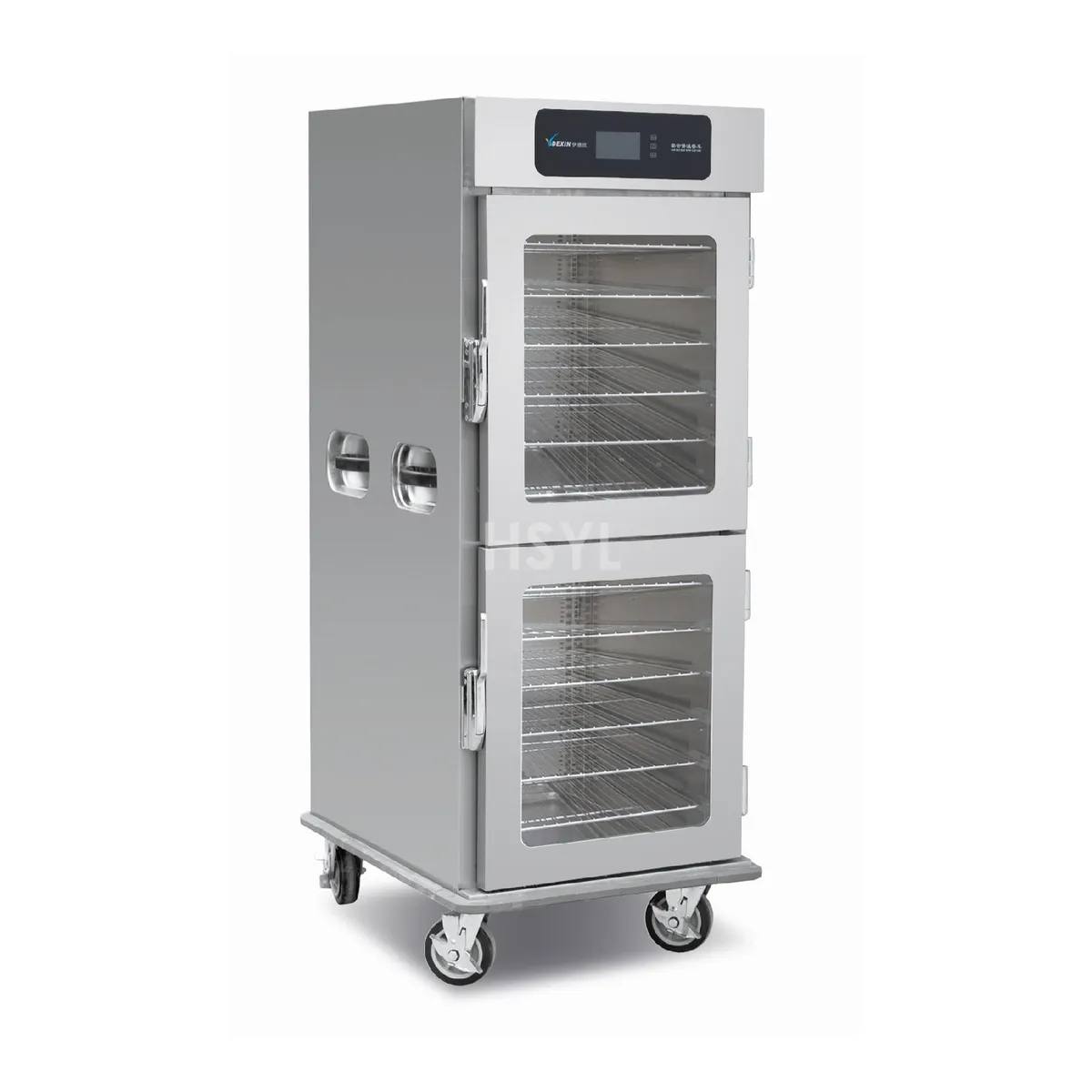 Dual-Zone Glass-Door Mobile Banquet Holding Cabinet